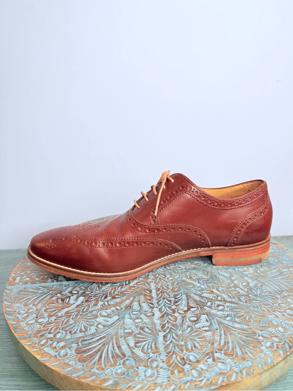 Like New! Cole Haan Cambridge Wingtip Dark Brown Walnut Leather Oxfords Size 11 - Picture 5 of 14